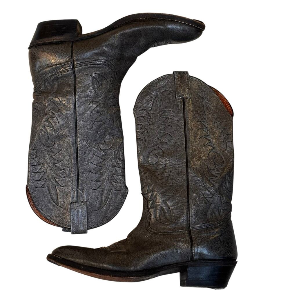 Vintage Nocona Gray Cowhide Leather Cowboy Western Boots Men's Size 10.5
